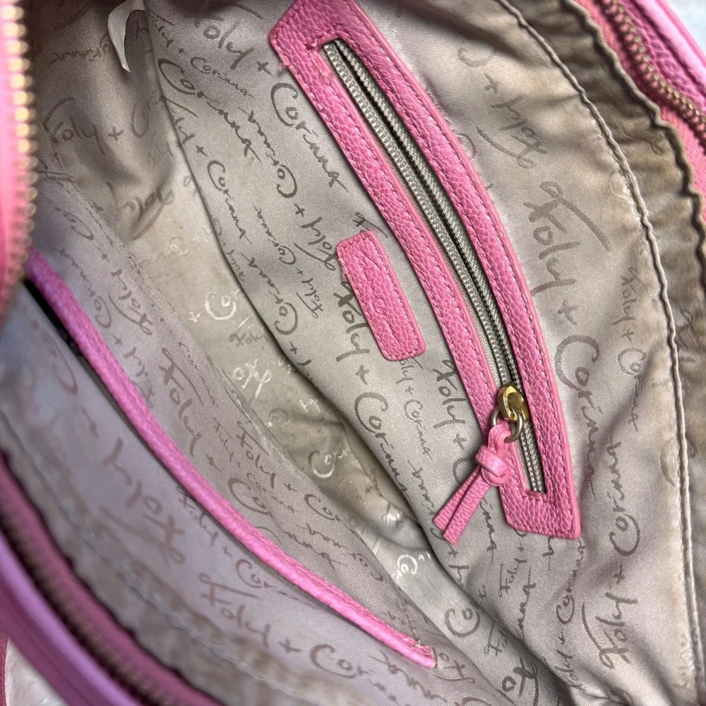 Foley + Corinna Pink Vegan Leather Ring Handle‎ Crossbody Bag Satchel